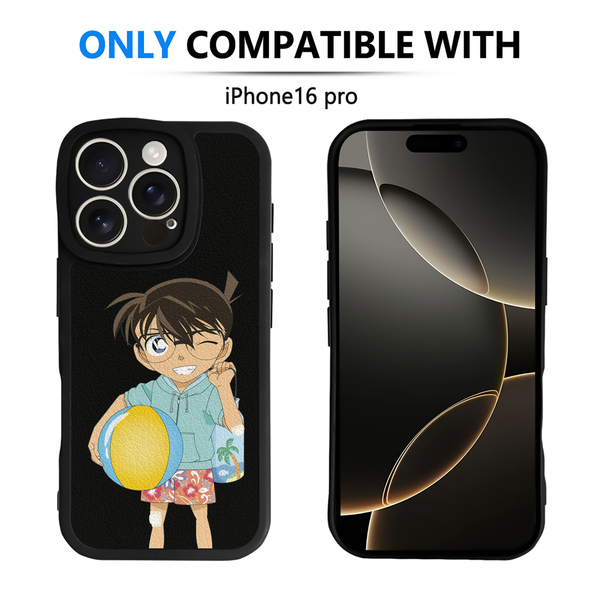 （画像用） 名探偵コナン 江戸川 コナン Detective Conan Conan Edogawa 【iPhone 16シリーズ対応】シリコンスマホケース（レザー調） 材質：シリコン